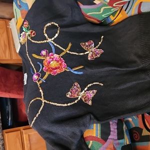 Holiday sweater, Black with bling.